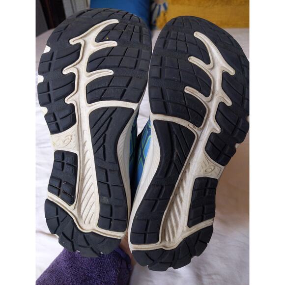 ASICS Kids Running Shoes Blue Black Youth 13 DAMAGED STRAPS Still Works - Picture 9 of 11